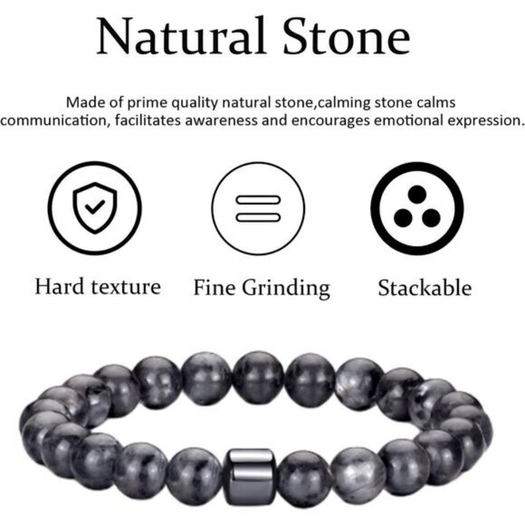 ⚡Rankeef Men 2 Black Flash Tiger Eye 8MM Natural Stone Crystal Beaded Bracelet - Picture 7 of 7